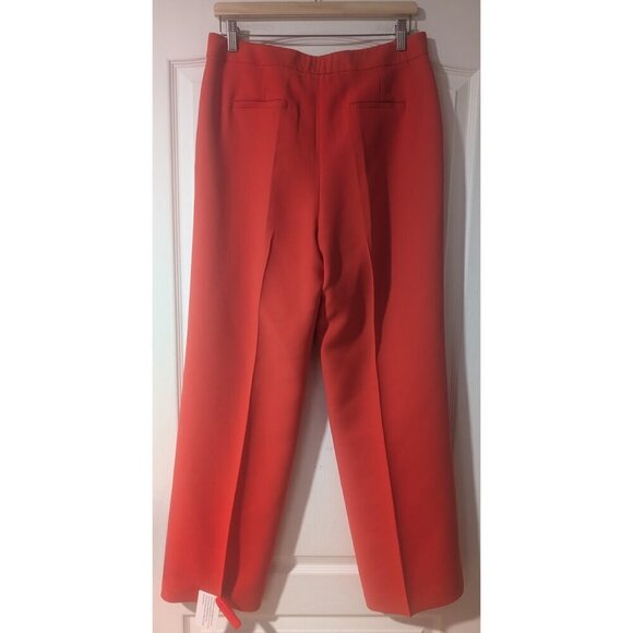 NWT LAFAYETTE 148 | Gates Straight-leg Wool-silk Pants In Stamped Poppy - Picture 5 of 13